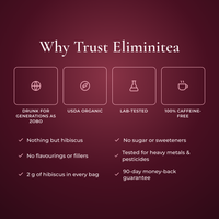 Why trust Eliminitea: USDA Organic, lab-tested, caffeine-free, no sugar or fillers